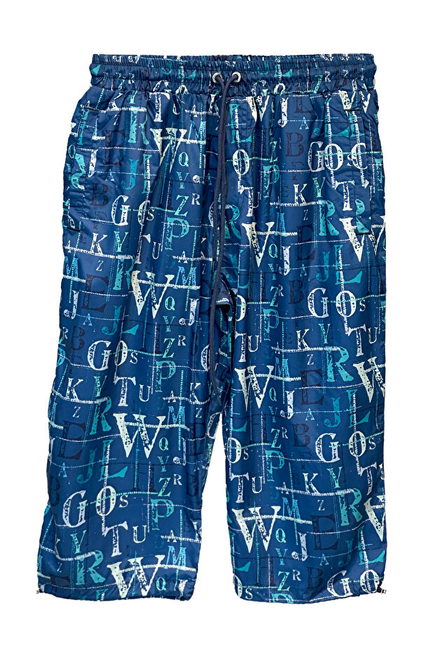 Uv Protection Men's Pool Sea Long Capri Shorts Swimwear K103 Navy Blue02