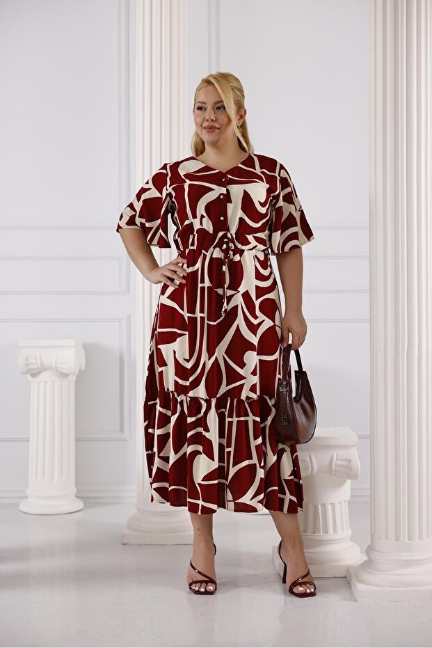 Plus Size Elastic Waist Skirt Pleated Dress