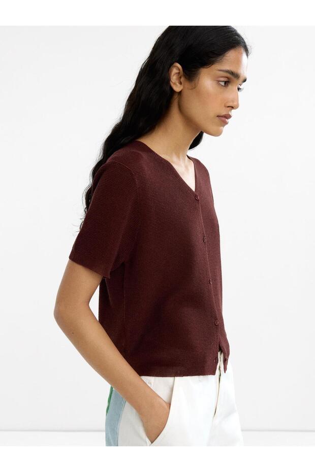 Kısa Kollu Örme Hırka - 2