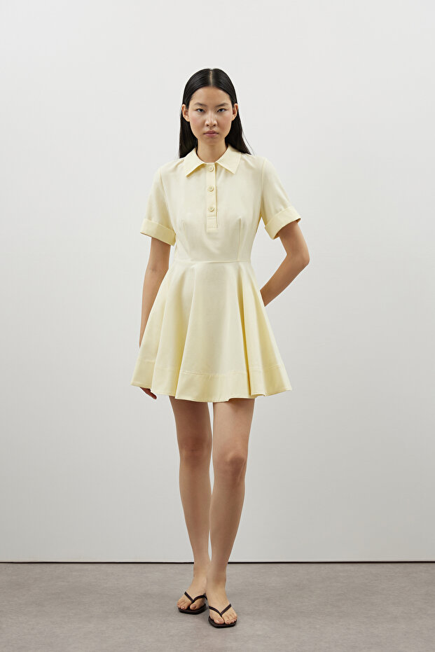 Düğmeli Volanlı Poplin Elbise - 2