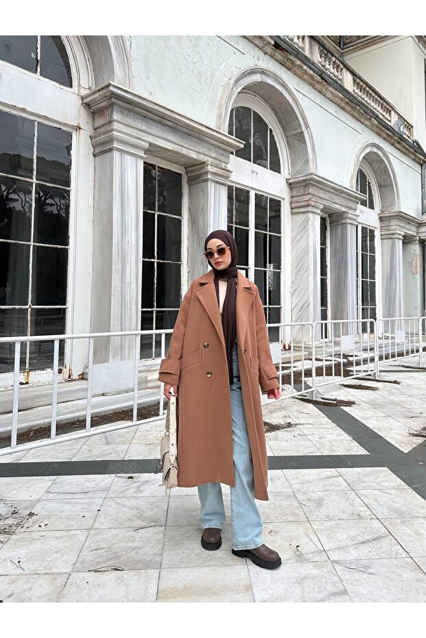 Kemerli Camel Kaşe Kaban - 4