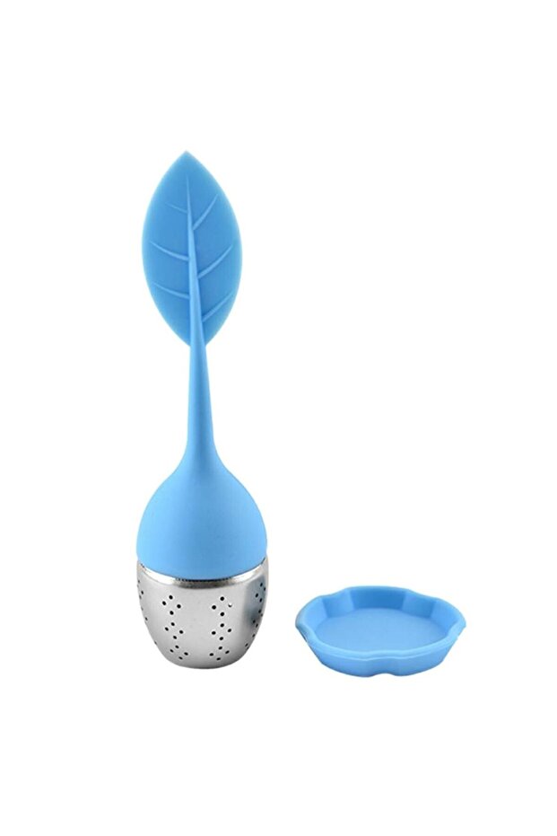 Tea infuser, leaf pattern, silicone, blue - 1