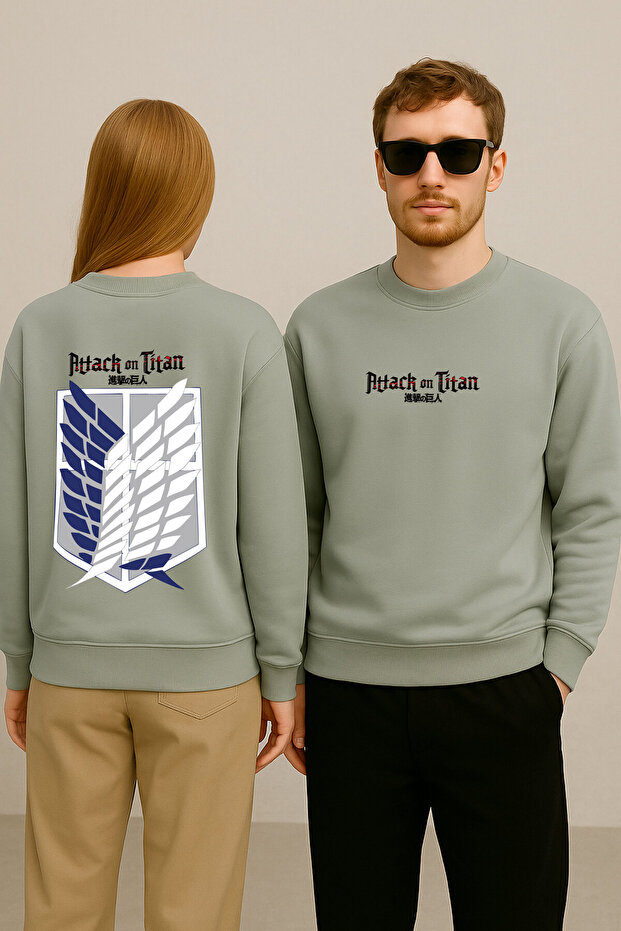 Lenithra Attack on Titan Back Printed Unisex Oversize Gray Sweatshirt