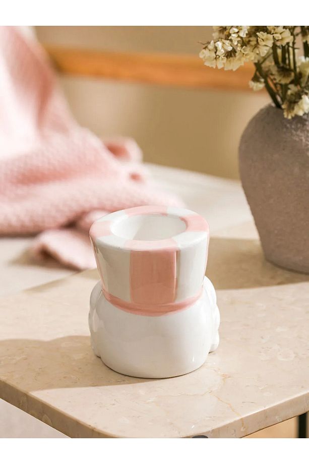 LCW HOME Pembe Yılbaşı Temalı Seramik Mumluk 10 cm - 3