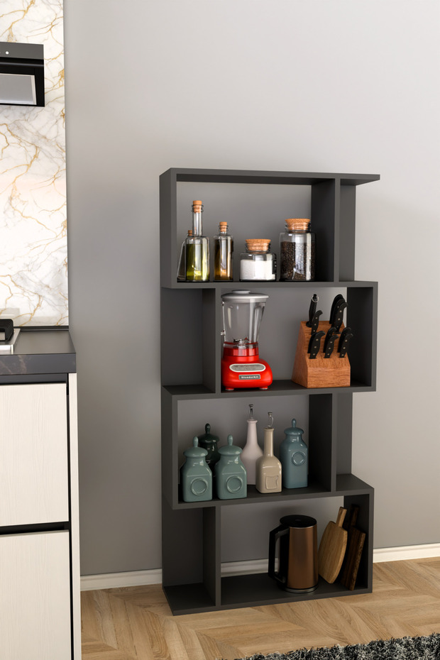 SCALA 4 RAFLI Mutfak Dolabı Mutfak Rafı Çok Amaçlı Dolap -ANTRASİT - 1