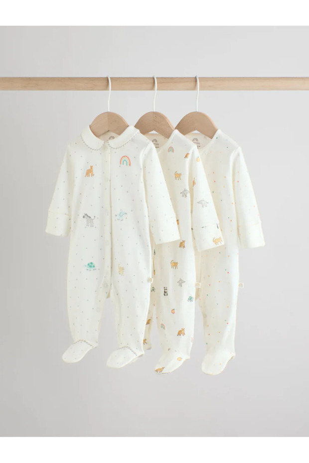 100% Organic Cotton White Color Rainbow/Teddy Bear Patterned 3-Piece Sleeping Bag Set Alyar6786