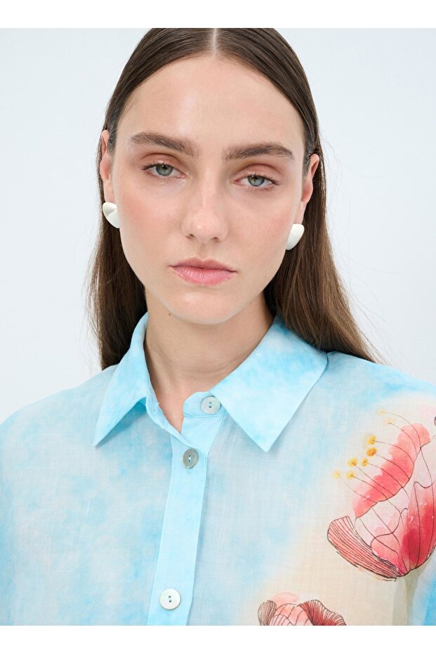 Desenli Keten Gömlek - 2