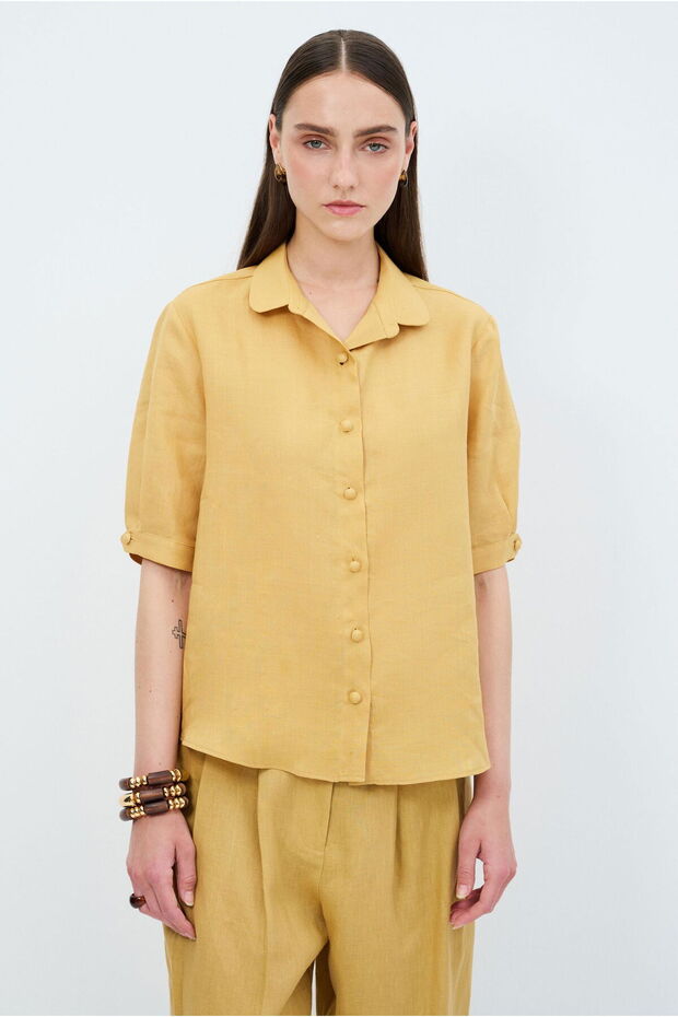 Bebe Yaka Yarım Kollu Gömlek - 4