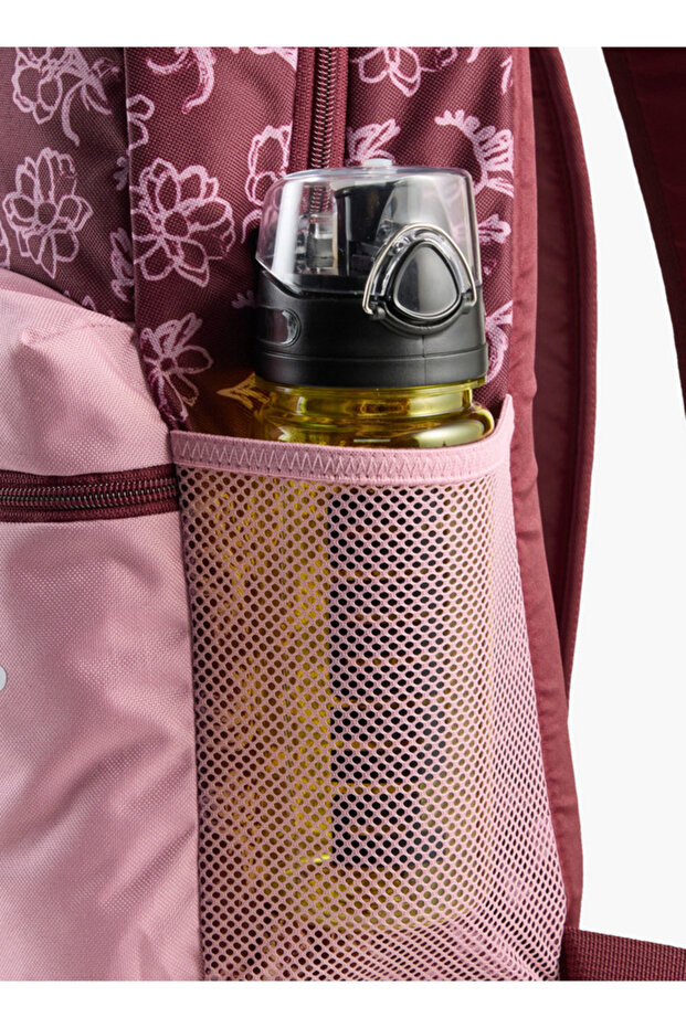 Girls Floral Print School Backpack with Adjustable Straps and Zip Closure - W 31 x H 44 x D 15 cm - 3