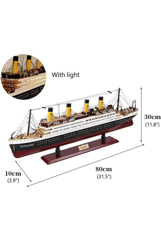 Titanik Led Işıklı Ahşap Model 80cm Titanic Gemi Koleksiyon - 2