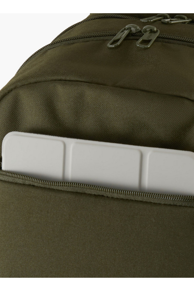 Logo Embossed School Backpack with Adjustable Shoulder Straps and Zip Closure - 5