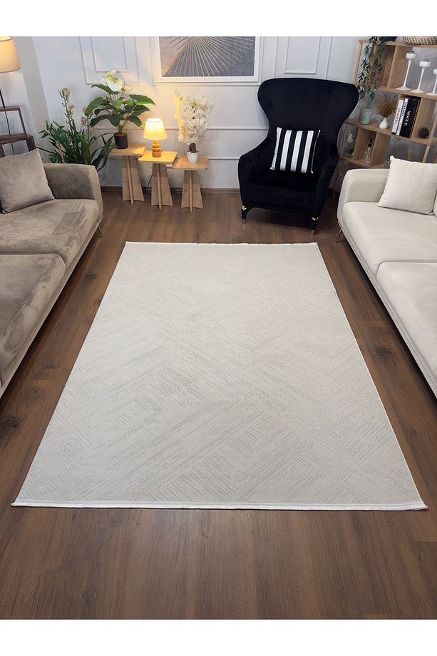 Lotus C20 Krem - Sentetik Bambu Parlak Saten Salon Koridor Mutfak Halısı - 7
