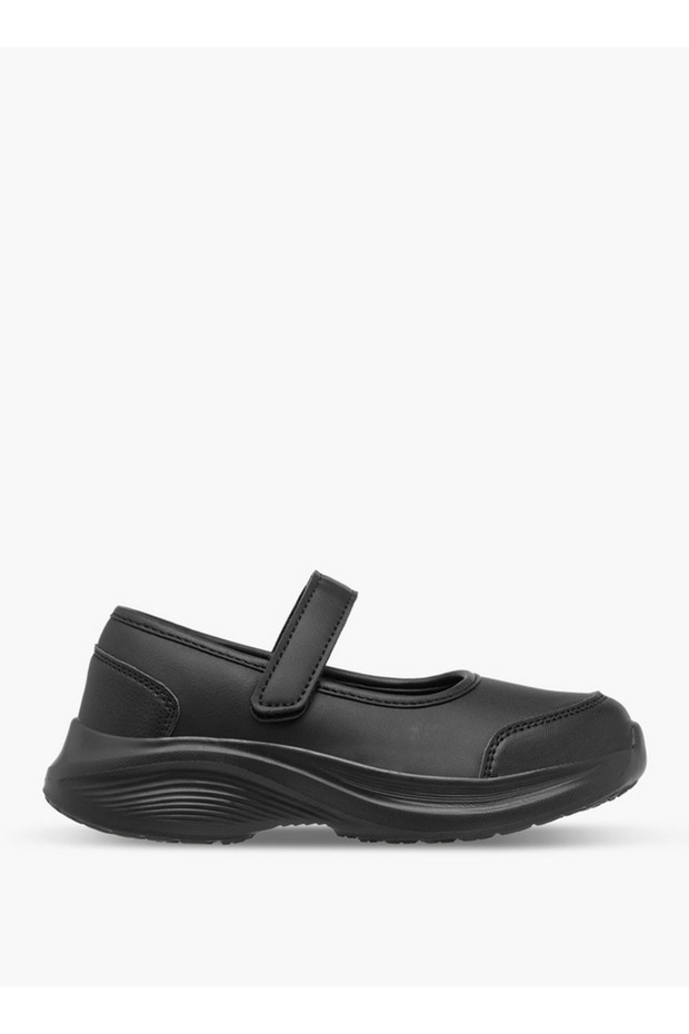 Girls Solid School Shoes with Hook and Loop Closure - 3