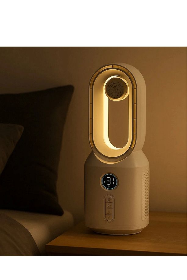 Hepu Hp-F29 Masaüstü Işıklı Type-C Şarjlı Bluetooth Hoparlörlü Sessiz Kule Tipi Fan - 7