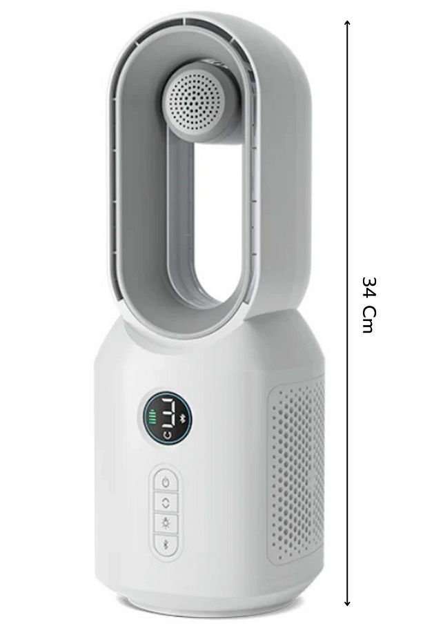 Hepu Hp-F29 Masaüstü Işıklı Type-C Şarjlı Bluetooth Hoparlörlü Sessiz Kule Tipi Fan - 1