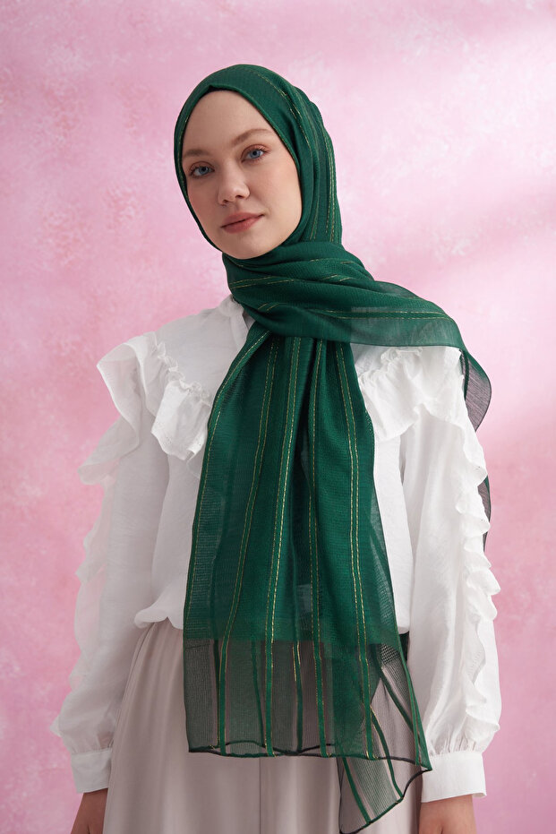 İpekli Ruby Şal - Zümrüt - 1