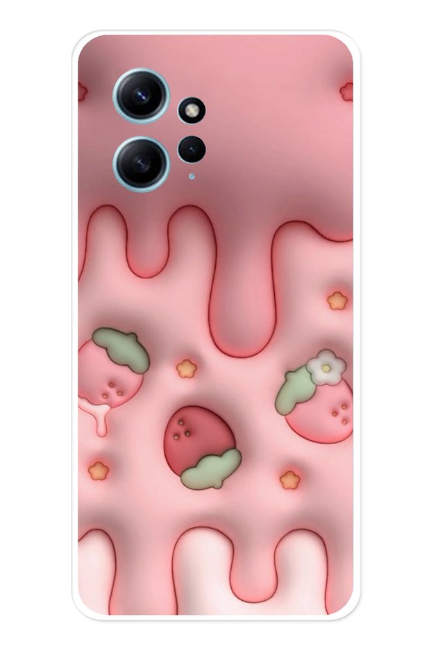 حافظة Redmi Note 12 4G المتوافقة مع فطيرة الفراولة من السيليكون الشفاف