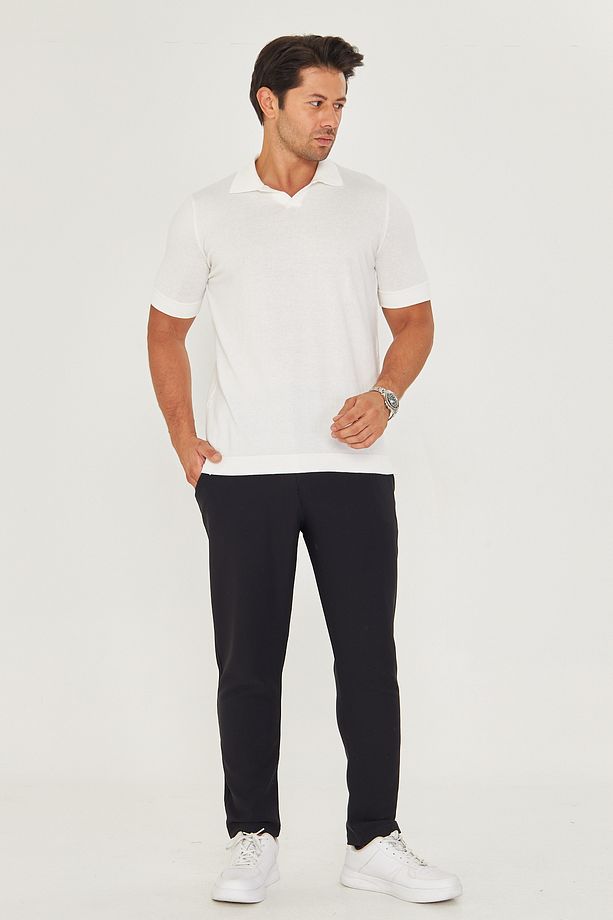 İnce Yazlık Soft Pamuklu Polo Yaka Triko Tshirt - Ekru | Mes511769-01 - 1