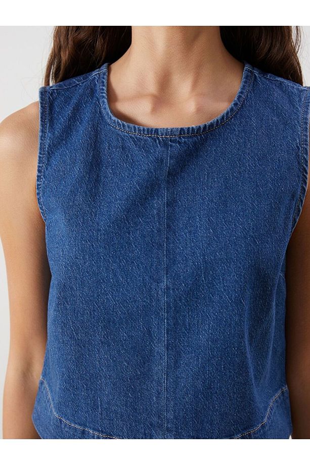 LCW Vision Bisiklet Yaka Jean Bluz - 3
