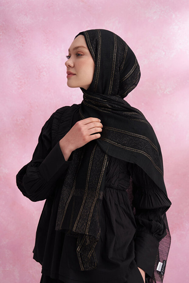 İPEKLİ RUBY ŞAL - SİYAH (İnce hafif) - 1