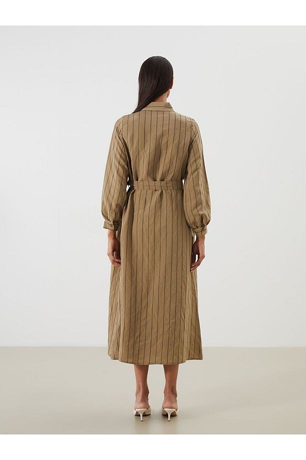 LCW Modest Çizgili Modal Karışımlı Gömlek Elbise - 4