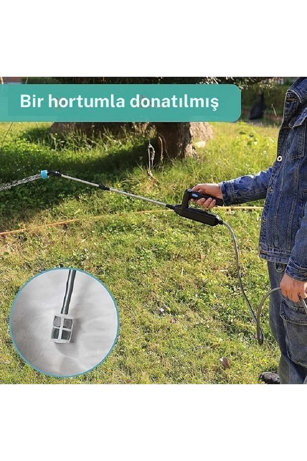 Elektrikli Yüksek Basınçlı Su Tabancası Bahçe Püskürtücü 5m Hortum 3 Nozul Araç Yıkama 7.4v - 6