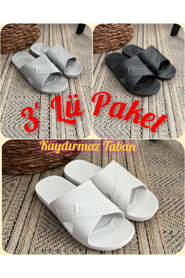Men's 3 Pack Non-Slip Sole Flexible Airblow Bathroom Balcony Beach Pool Slippers