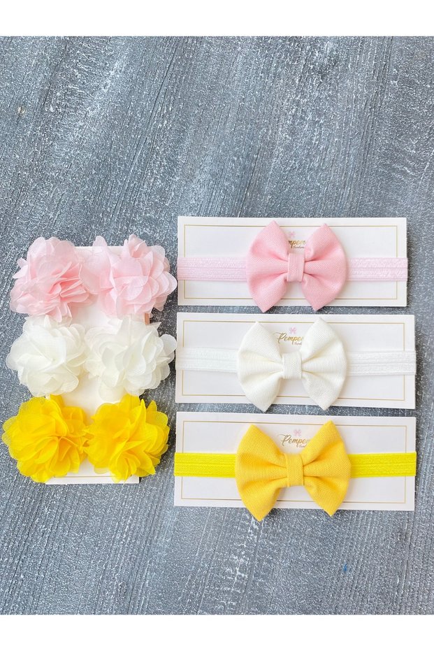Girl baby bow tie bandana laser flower clip hairpin