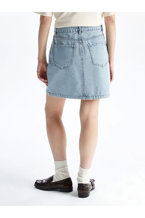 LCW Vision Indigo Standart Fit Kadın Jean Etek - 4