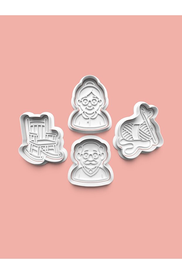Elderly People Themed Cookie Mold and Fondant Mold Set of 4 0923-Set