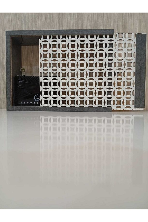 Dekoratif Kilitli Mermer Desen Duvara Asılabilir Sigorta Ve Modem-wifi Saklama Kutusu 30x40Cm - 8