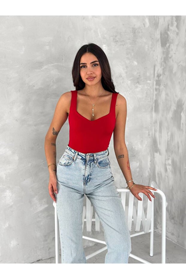 Sandy Fit Askılı Basic Kadın Bodysuit - 2