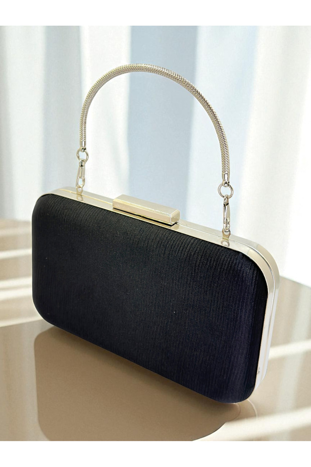 Black Color Waterway Pattern Satin Women's Evening Dress Bag Wedding Engagement Graduation