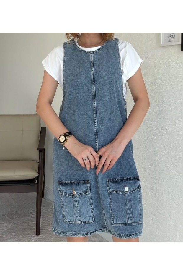 Yan Düğmeli Elbise - 1