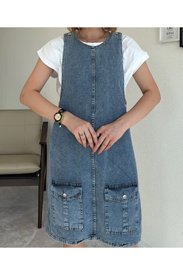 Yan Düğmeli Elbise - 3