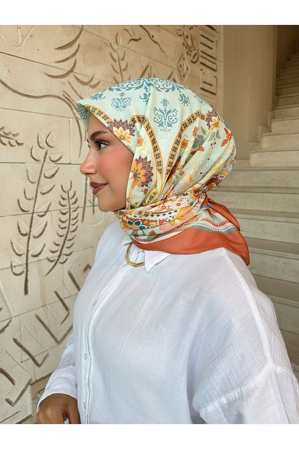 Retro Desen Pamuk Soft Eşarp - 3