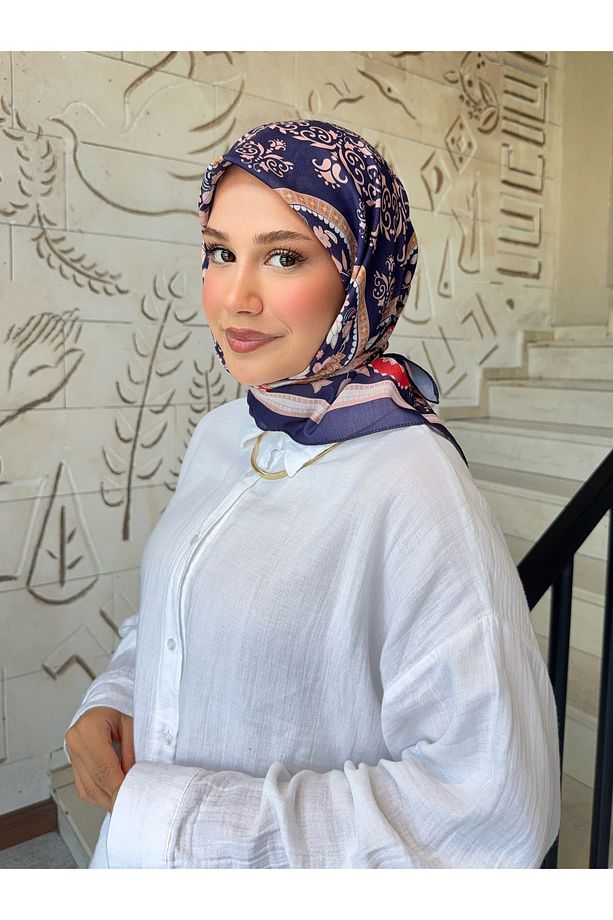 Retro Desen Pamuk Soft Eşarp - 5