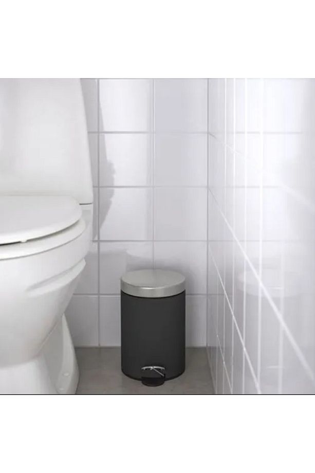 WC, banyo, mutfak, pedallı, çelik, çöp kutusu, koyu gri, 3 lt - 3