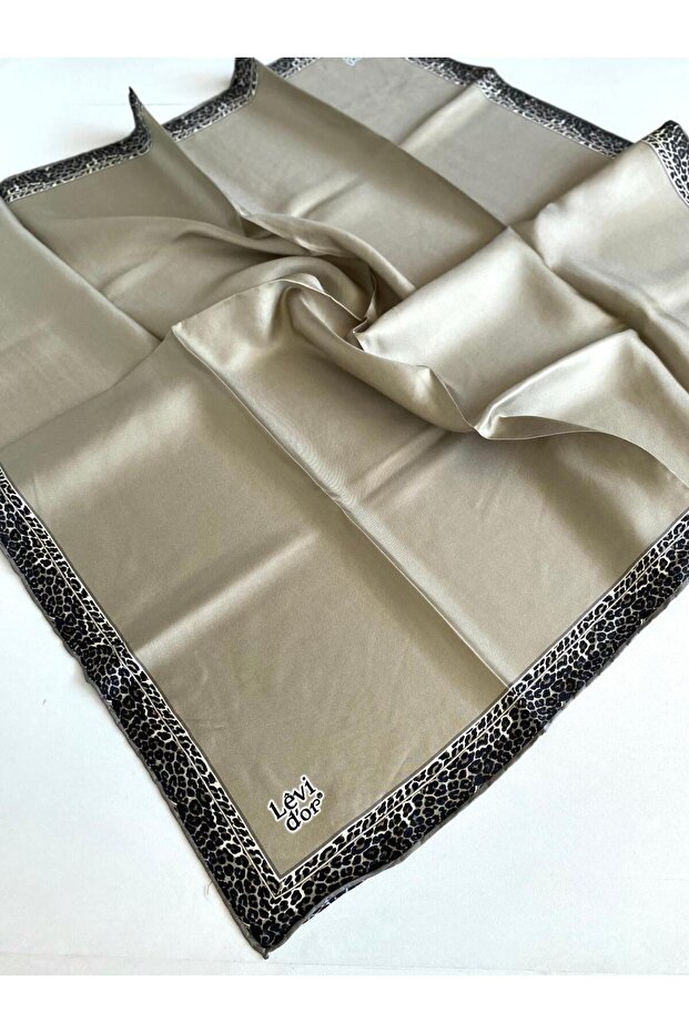 Khaki Taffeta Silk Scarf IST 10801 - 5 Mixed Pattern
