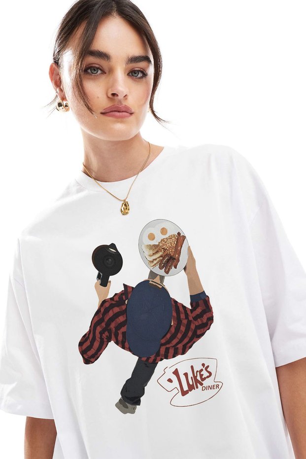 Unisex Oversize Gilmore Girls Luke's Diner Printed Premium T-Shirt