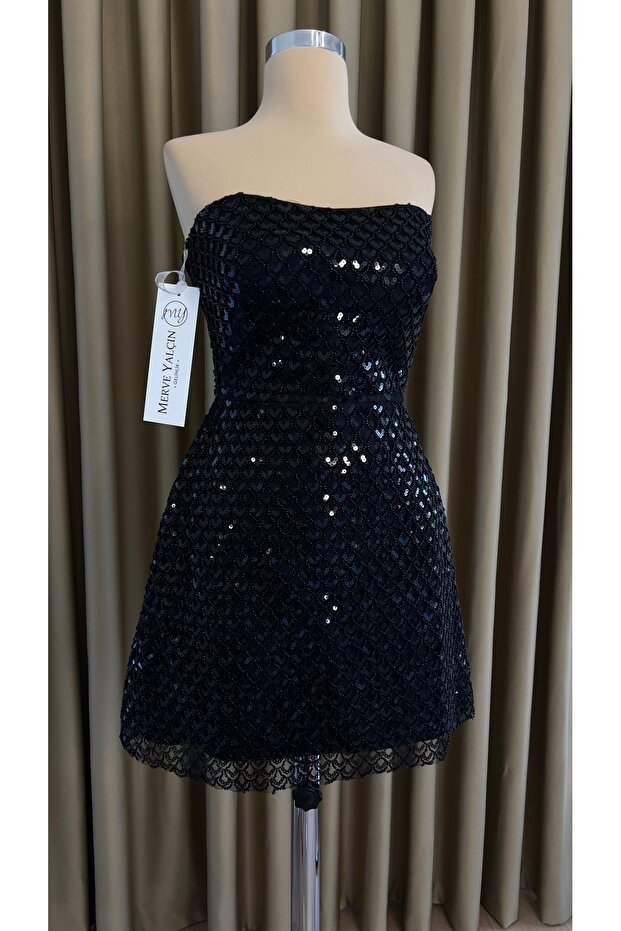 Siyah pullu abiye - 1