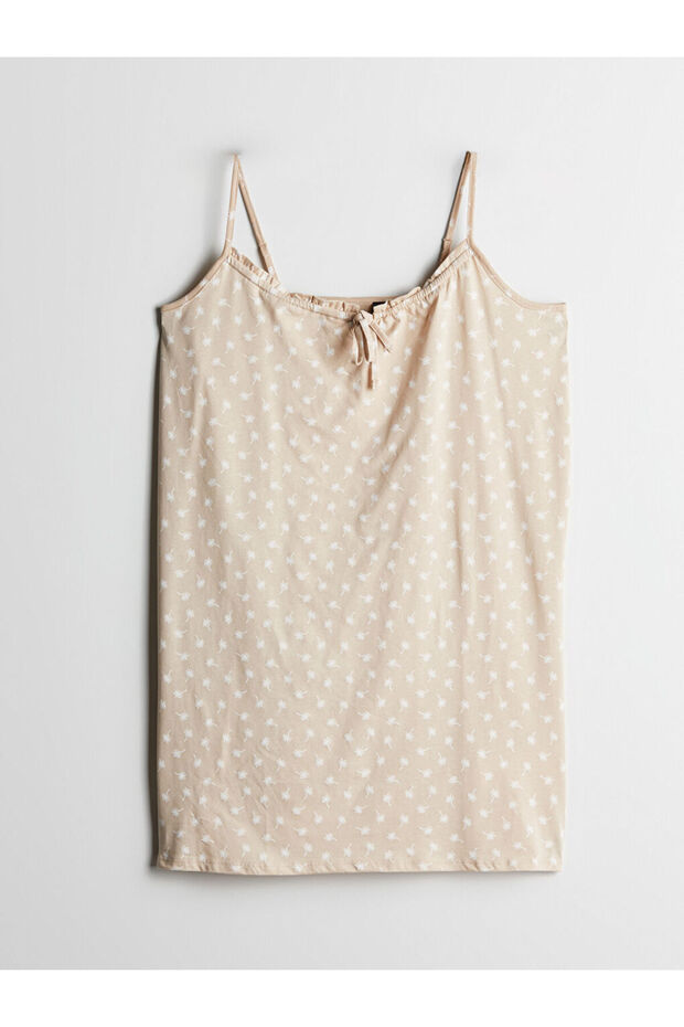 Beige v-neck b Printed women's nightgown from gulis store