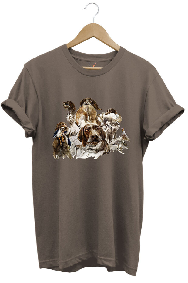 Hunting Dogs and Birds Themed 100% Cotton Unisex Regular Fit T-Shirt
