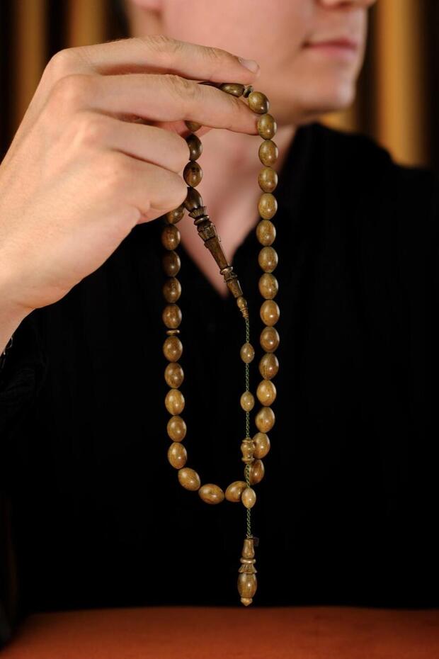 Master Bekir Deveci Carved İmame Beyzi Model Scented Rosewood Prayer Beads