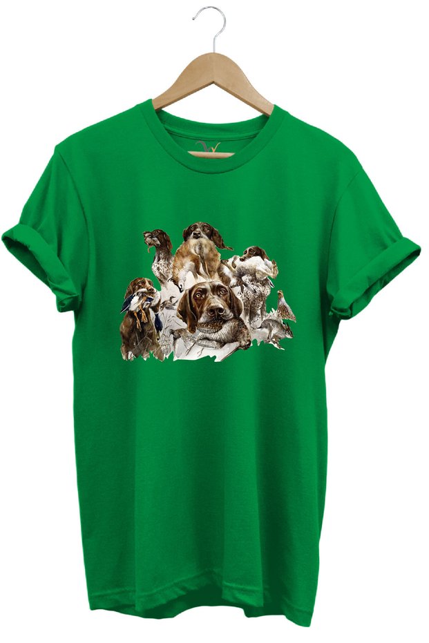 Hunting Dogs and Birds Themed 100% Cotton Unisex Regular Fit T-Shirt