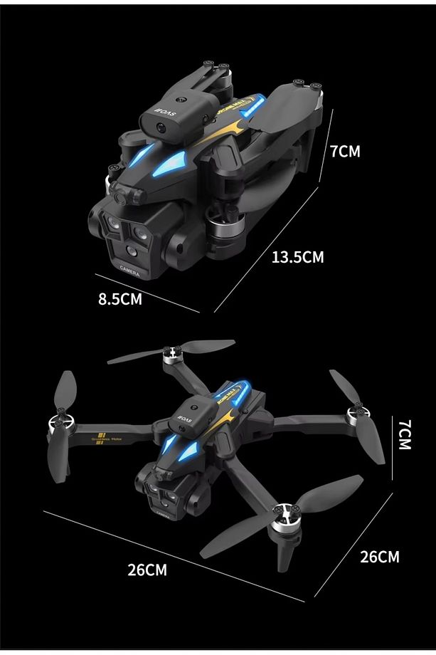 ÇİFT KAMERALI ENGEL KAÇINMA SENSÖRLÜ DRONE UZAKTAN KUMANDALI APP DESTEKLİ LED IŞIKLI QUADCOPTER - 3