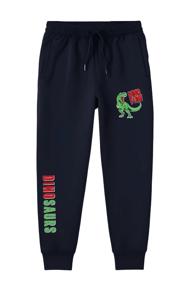 Boy's Dino Fun Printed Pocket Tracksuit Bottoms