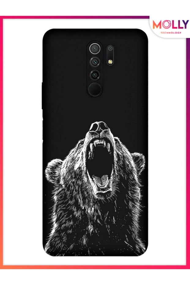 حافظة سيليكون بنمط الدب الأسود لهاتف Xiaomi Redmi 9