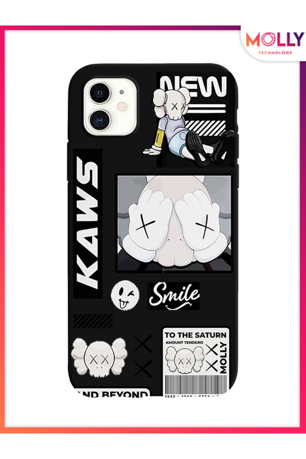 Black Sticker Chaos Pattern Silicone Case for iPhone 11