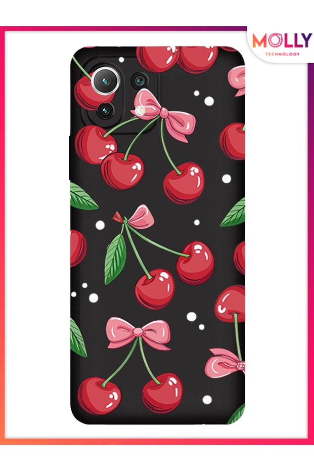 حافظة سيليكون بنمط شريط التوت الأسود لهاتف Xiaomi Mi 11 Lite